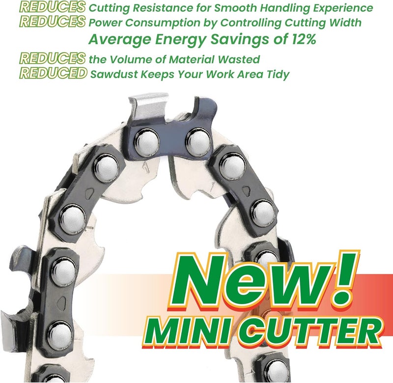 Byane 8 Inch Mini Cutter Chainsaw Chain, 2024 New Version, 8 Inch 3/8" LP Pitch, 050" Gauge, 33 Drive Links Fits Portland, Greenworks, Kobalt, Remington and More (3 Chains) - Image 2